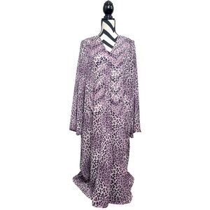 Entro Boho Leopard Print Sheer Long-Sleeve Open Front Long Kimono